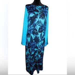Elegant Blue Floral Women's Dress